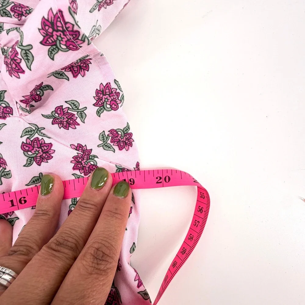 J.Crew Dress Ruffle Sleeve Midi 14 Pink Floral Womens Summer Cotton CI215